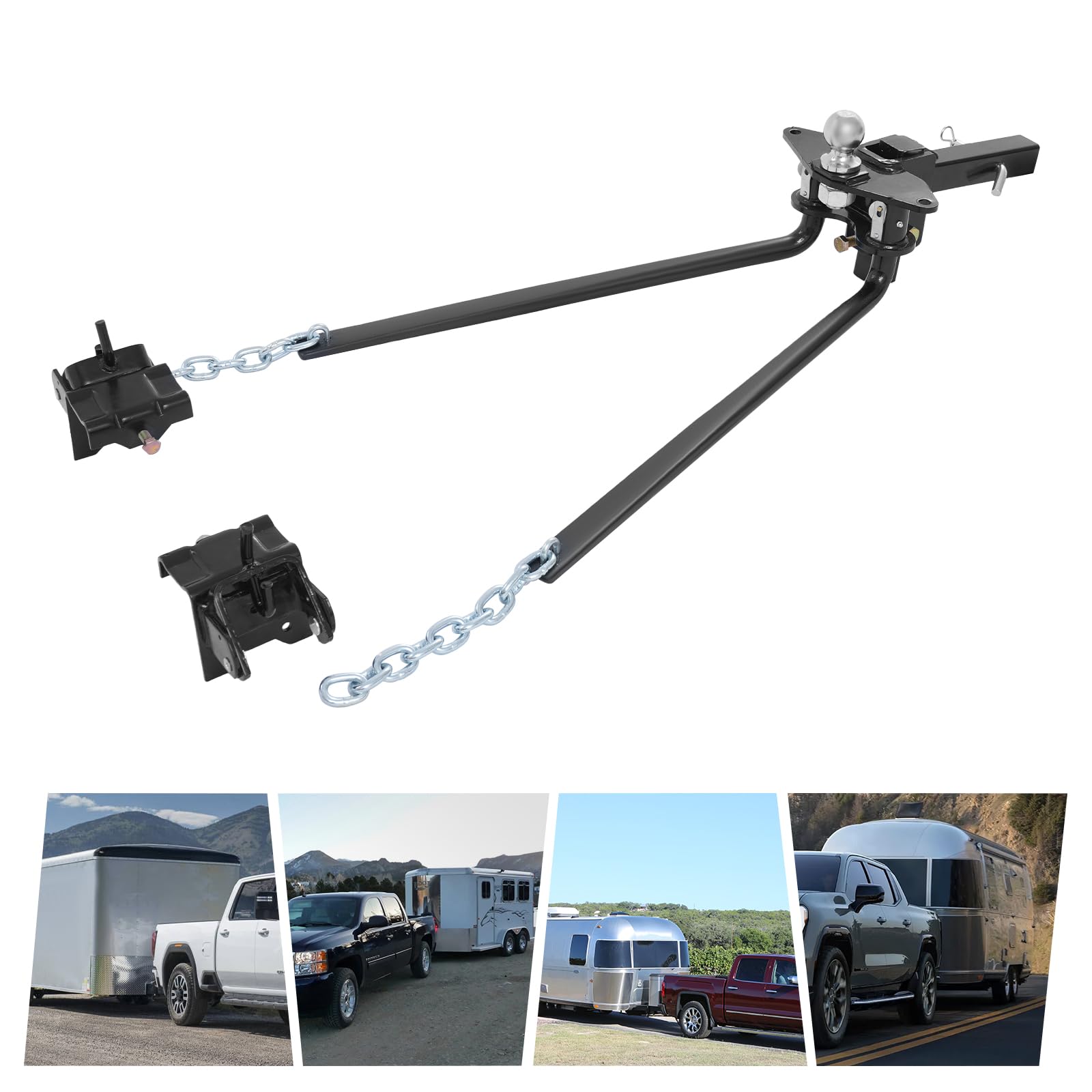 Anhängerkupplung mit Gewichtsverteilung 1000 lbs / 454kg Zugkraft,Wohnwagen Stabilisator,Gewichtsverteilungskupplung für 7 Zoll Rahmen inkl.Montageset für Camper Boot PKW