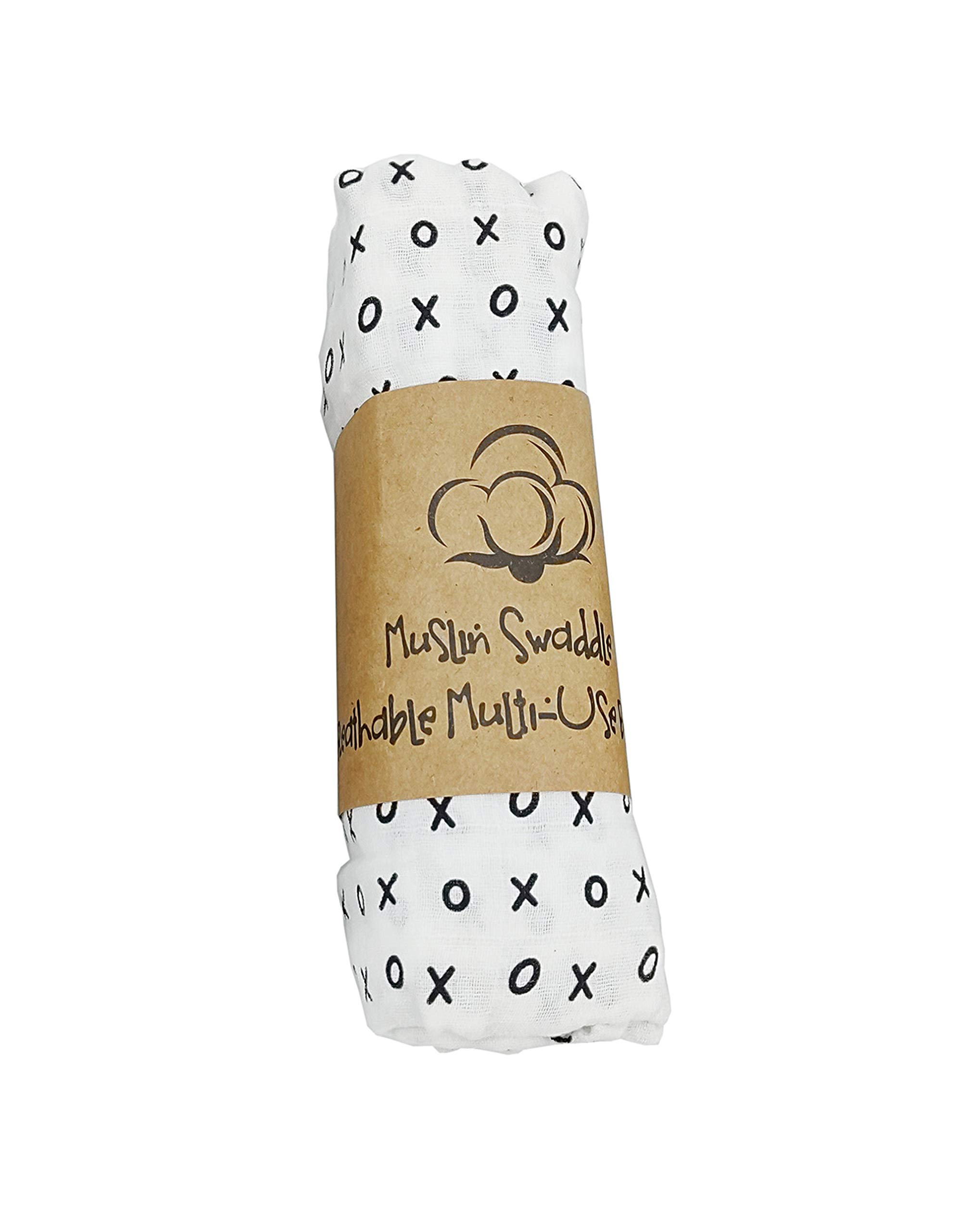 Star Print Baby Swaddle Blanket - 100% Cotton Muslin Receiving Blanket 44x48 Inches For Newborns & Infants