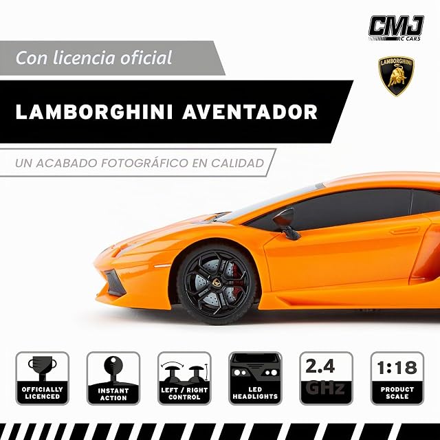 Foto 4 de 7 de CMJ RC Cars ™ Lamborghini Aventador Coche de Control Remoto con Licencia Oficial Coche 1:18 Escala Luces…