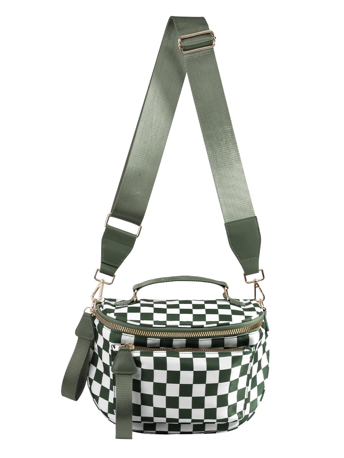 Checkered Crossbody Bag Bum Bag For Women,Spacious Checkered Purse Fanny Packs,Upgraded Version With Carry Handle