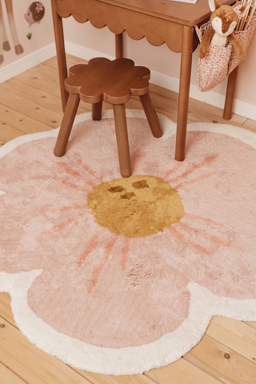 Little Dutch Teppich Kinderzimmer Kinderteppich Blume - Fairy Garden rosa (110x110 cm)