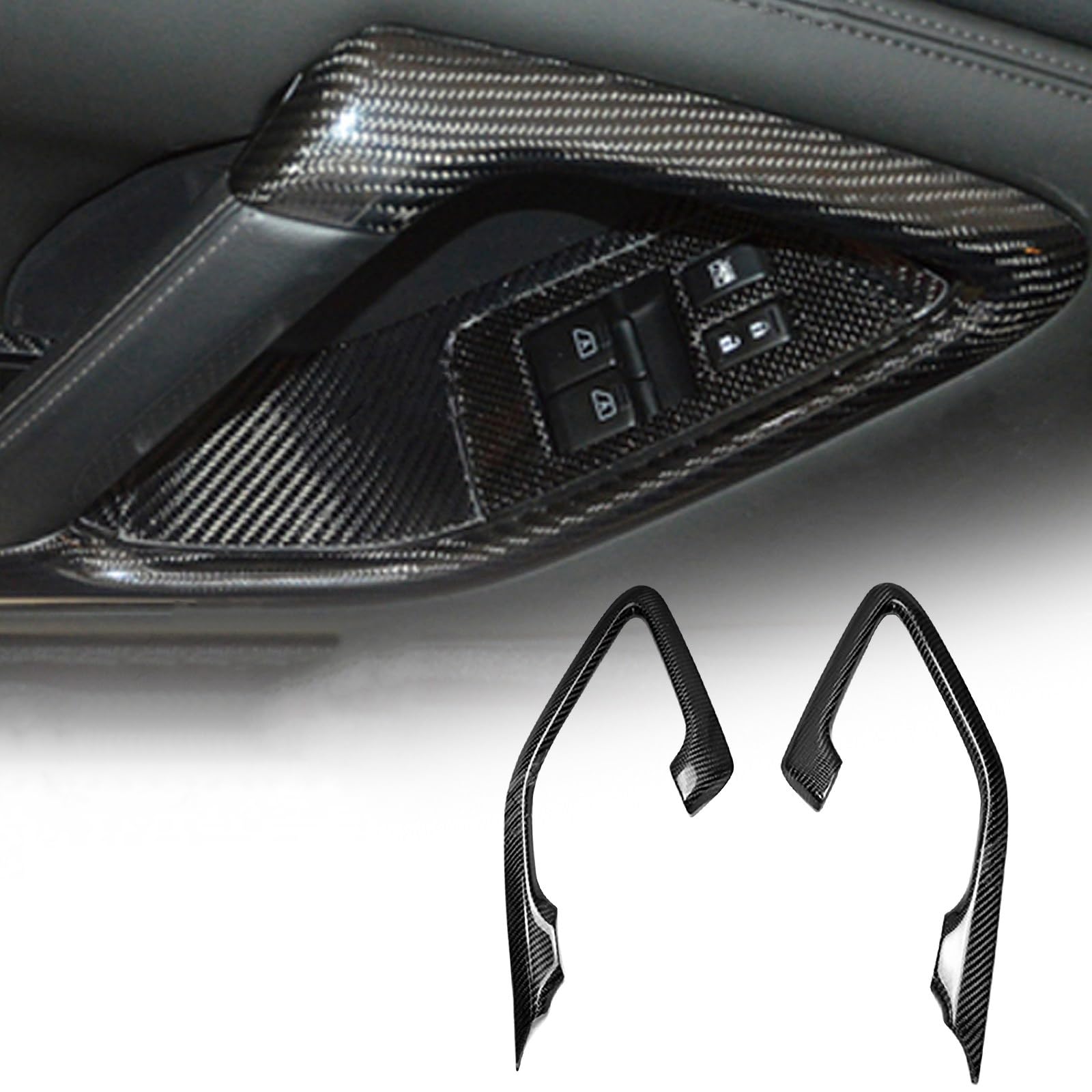 Amazon.co.jp: FINMOKAL ブラックリアルカーボンファイバー車内装ドア