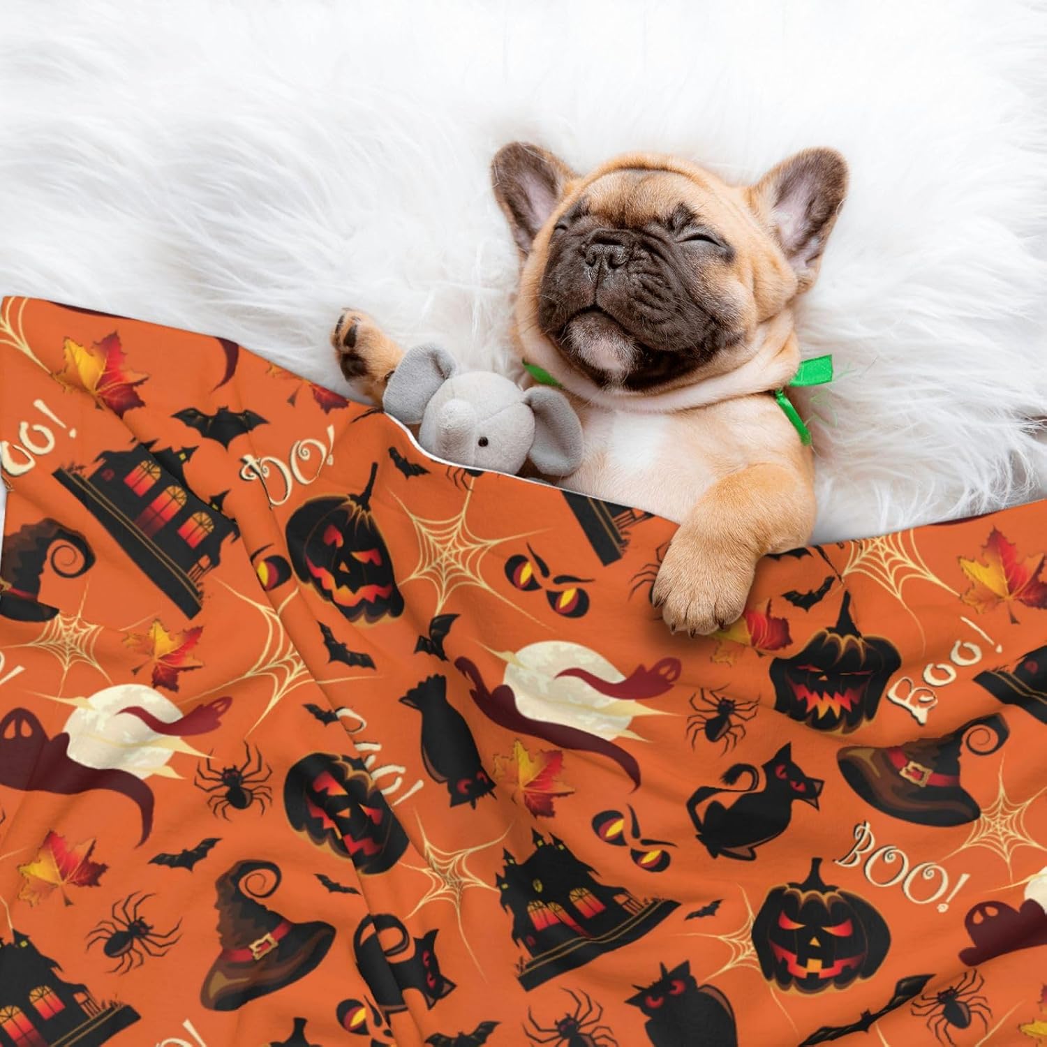 review Plush Pet Blanket Pumpkins Moon Ghost Halloween 3D Paw Print Design Soft Fluffy Blankets Throw for Dog Puppy Cat Kitten Pets Gifts Medium