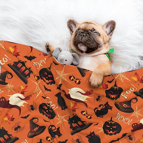 Miniatura 4 de Manta de felpa para mascotas, calabazas, luna, fantasma, Halloween, diseño de pata 3D, manta suave y esponjosa para perro, cachorro, gato, gatito,
