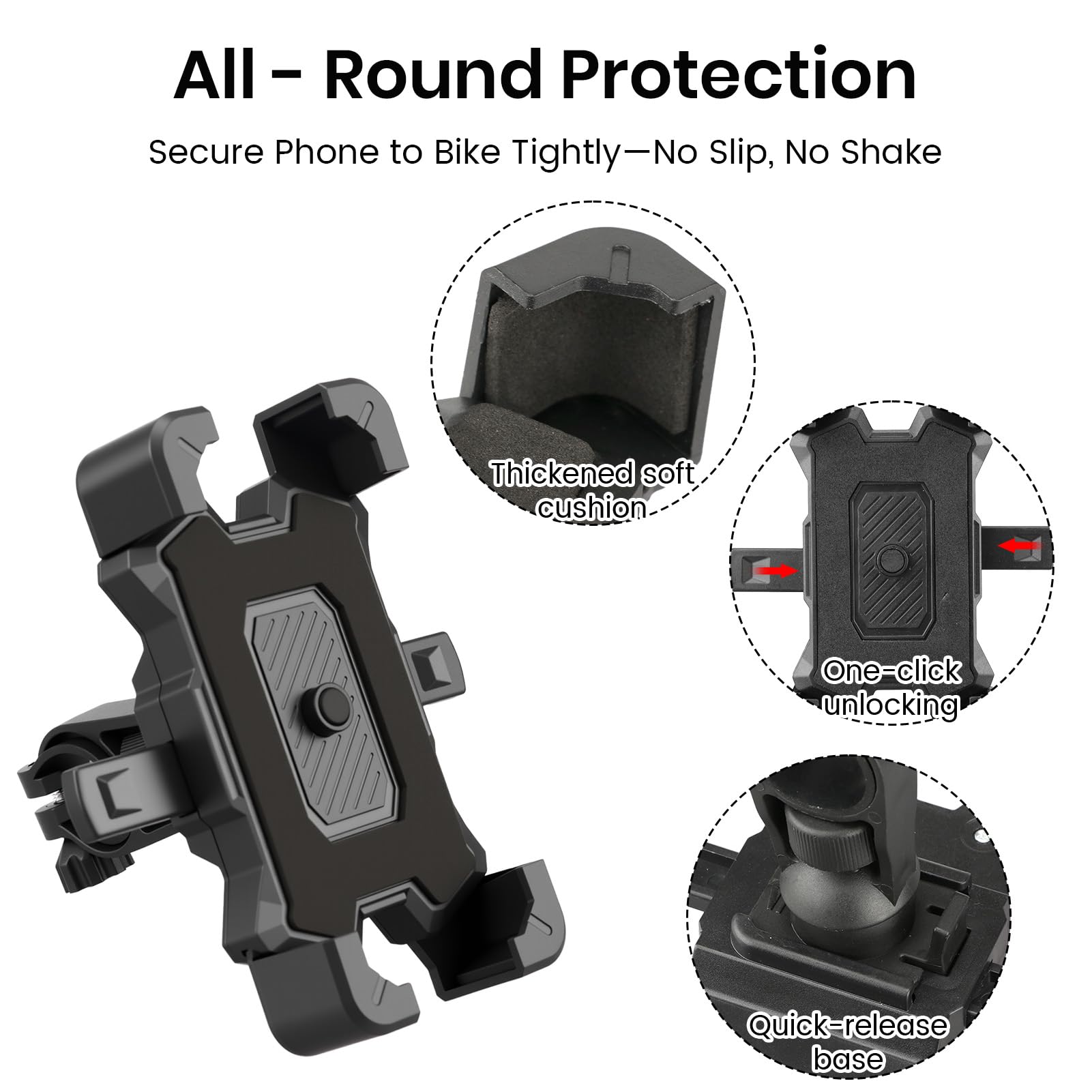 Support Téléphone Vélo Moto, Support Telephone Porte Telephone Velo Guidon Universel pour Trotinette Electrique Scooter VTT avec 360° Rotation pour iPhone 17 16 15 14 13 5,5"-7,9" Smartphones GPS