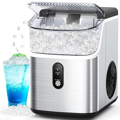 Joy Pebble Encimera para hacer hielo, 10,000 unidades33 librasdía, máquina portátil para hacer hielo en pepitas con asa, autolimpieza, máquina de