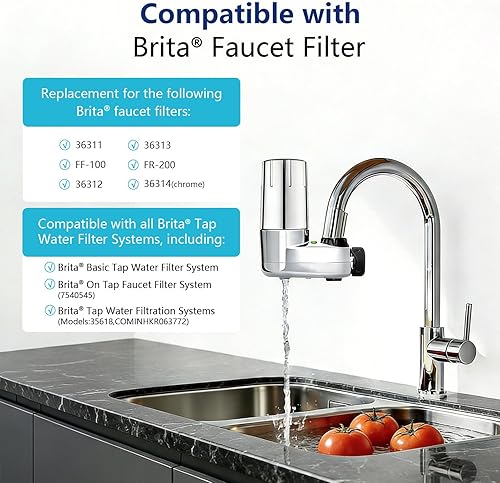 Miniatura 3 de Paquete de 2 filtros de repuesto para grifo Brita 36311 Sistema de filtración de agua del grifo compatible con filtros de repuesto Brita 36313,