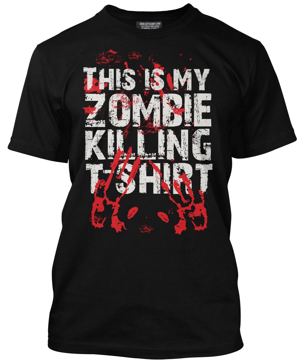 Hotscamp Men's Black This Is My Zombie Killing T-Shirt Bloody Handprint Unisex Tshirt Zombie Day Tee Halloween Apocalypse - L