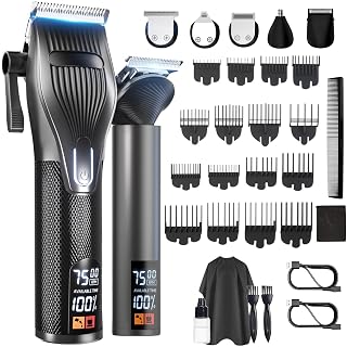 Hair Clippers for Men, Professional Cordless Hair Cutting and Trimmers Set with 7500RPM Powerful Motor & LCD Display, Mutil Function Mens Electric Hair Grooming Shaver Kit for Nose, Face, Body, Beard - Amazon product rated Grade A