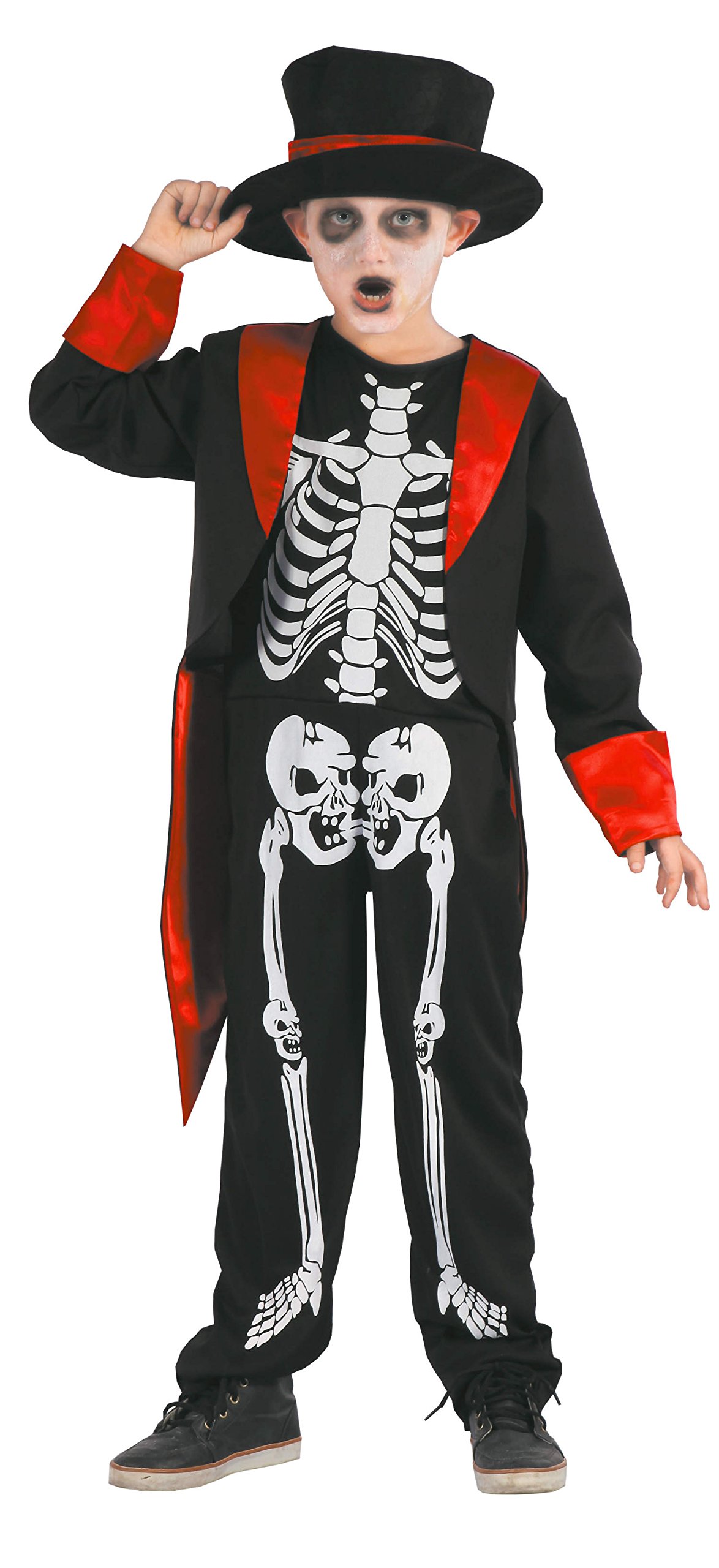 Magicoo Skelett Kostüm Für Jungen – Komplettset Mit Overall, Jacke Und Mütze, Größe 110/116, Halloween Verkleidung