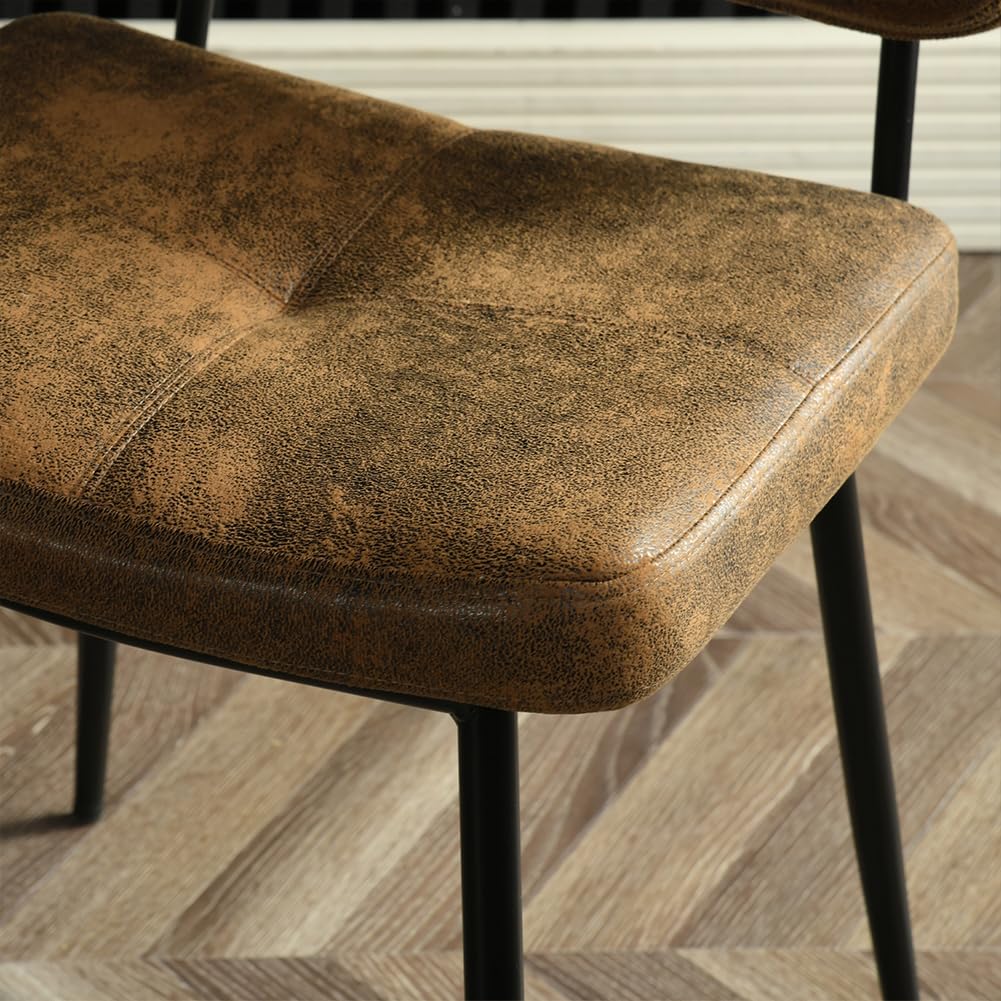 Shally Dogan Juego de 2 sillas para Comedor con Patas de Acero Negro y Asiento y Revestimiento de Piel sintética, Silla ergonómica de diseño nórdico, Ideal para Dormitorio, Cocina, Oficina