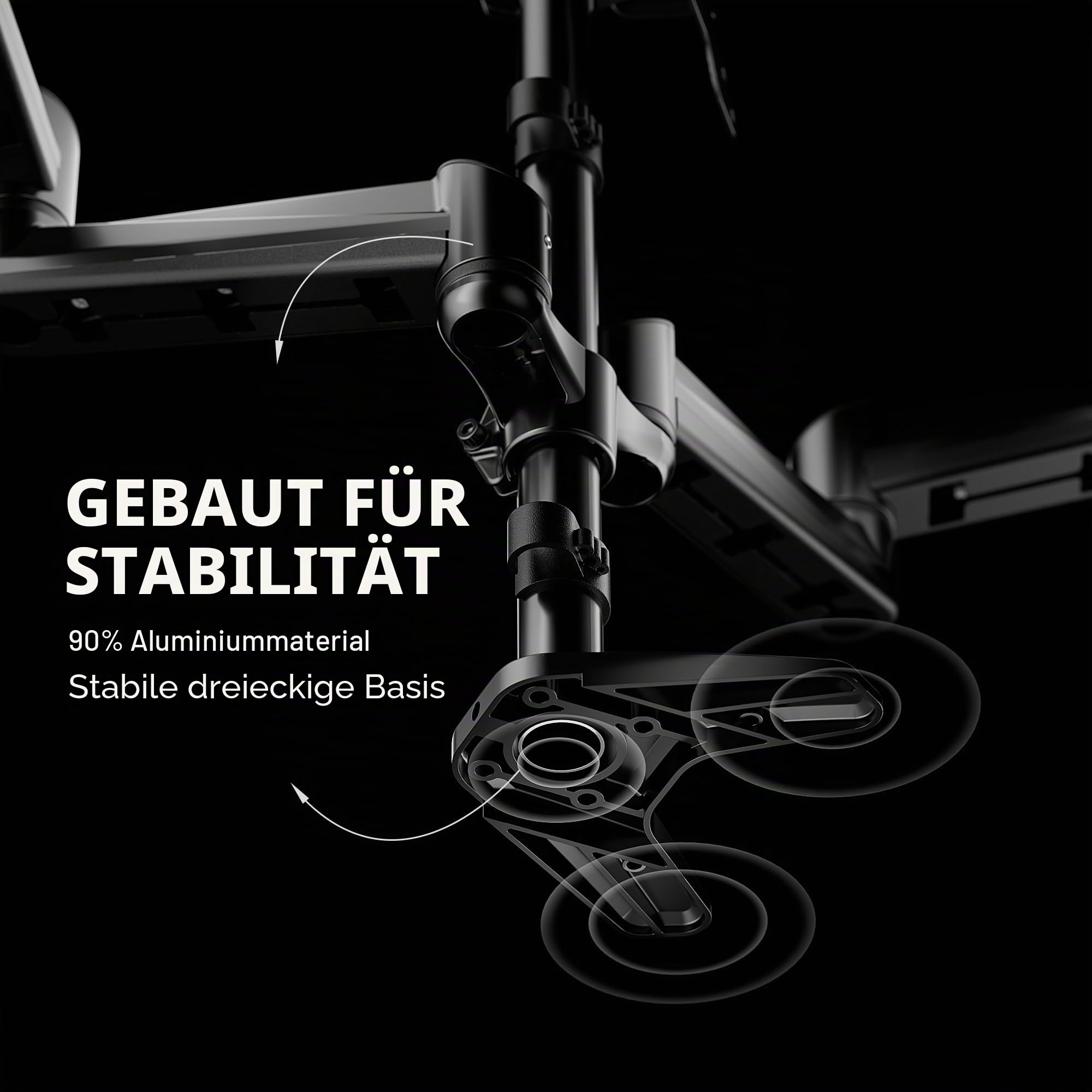 HUANUO Monitor Halterung 3 Monitore für 17-32 Zoll Bildschirme, Bildschirmhalterung 3 Monitore Höhenverstellbar, Monitorarm, Tragen Sie 8 kg pro Arm, Schwarz Gaming