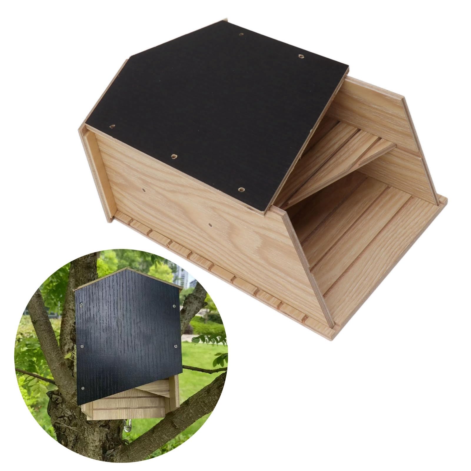 Maison pour Chauve-souris en Bois Double Chambre Imperméable Coupe-vent Extérieur