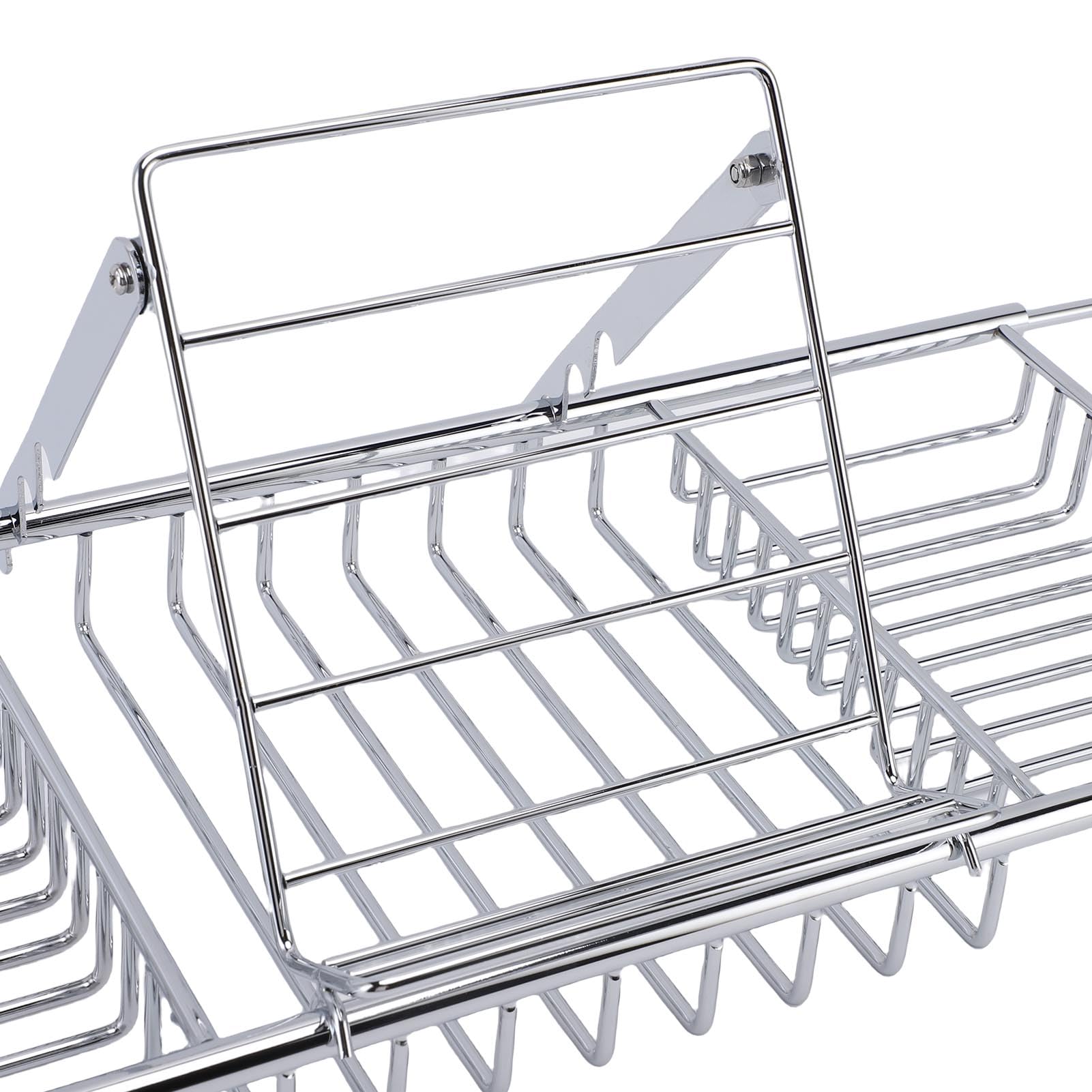 Bandeja para Bañera de Ducha, Estante Extensible de Acero Inoxidable para Elementos Esenciales de Baño, Diseño Ajustable de 25-38,4 Pulgadas (Plata)