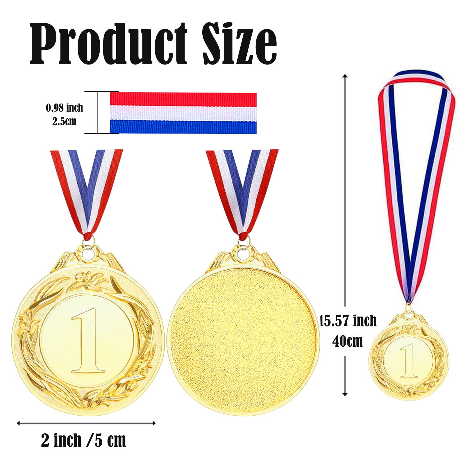 Santme 12 piezas Medalla de Recompensa, Medalla de Oro Medalla de Plata Medalla de Bronce con Cintas de Cuello para Competiciones, Deportes, Estilo Olímpico Diámetro aprox. 5,0 cm - 2