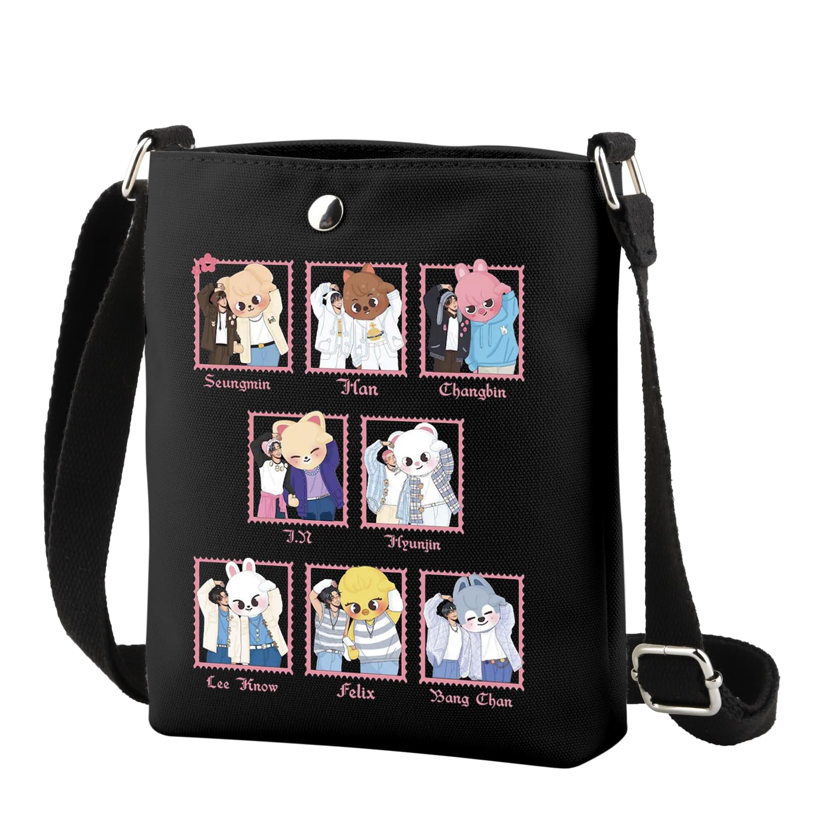 TSOTMO Korean Group Merch Cartoon Member Gift for Music Lover Boys Group Crossbody Bag Gift for Band Fans