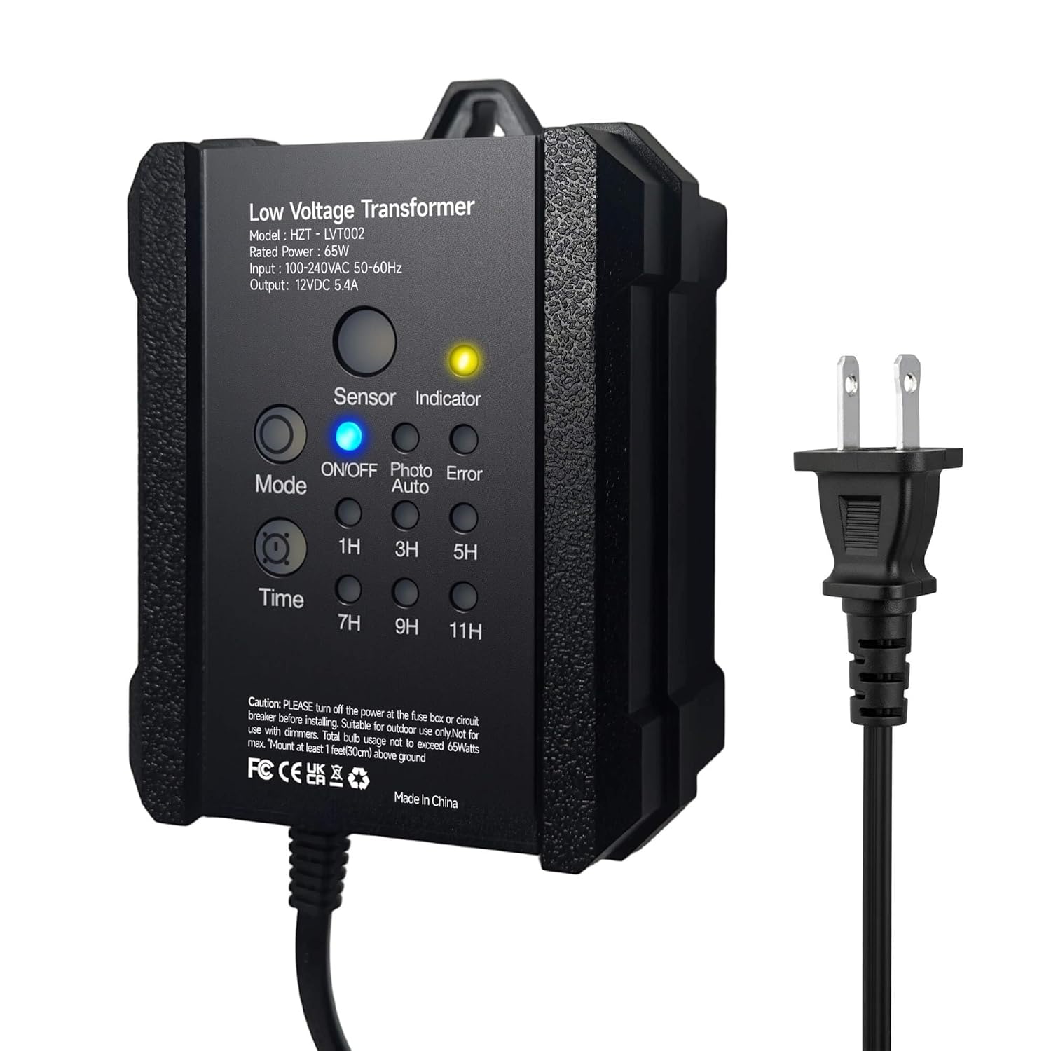 Gardenreet 65W Low Voltage Landscape Lighting Transformer with Timer and Photocell Sensor IP65 Waterproof, 12V DC for Outdoor LED Pathway, Spotlights