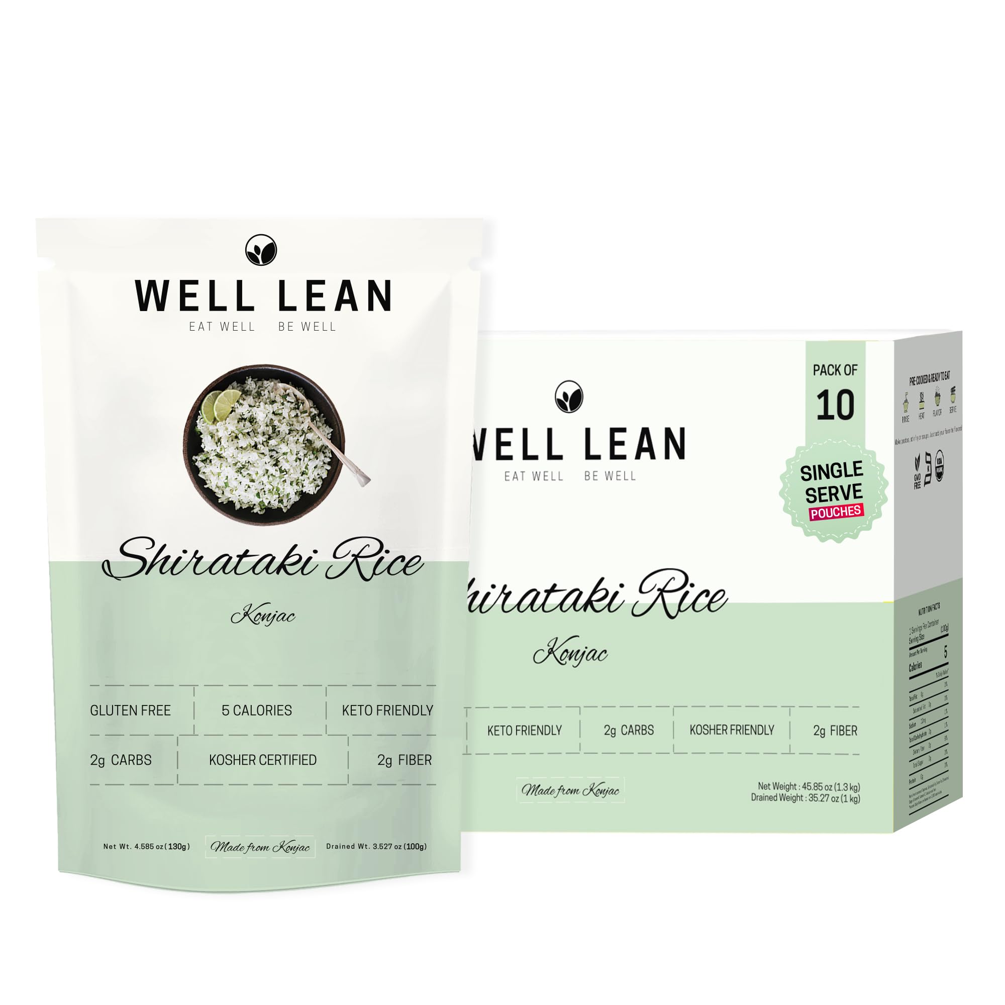 Shirataki Konjac Rice - 10 Single-Serve Packs - For Quick Dinner Meals, Ideal for Keto, Paleo, and Low Carb Diets - Ready to Eat, Rice Alternative