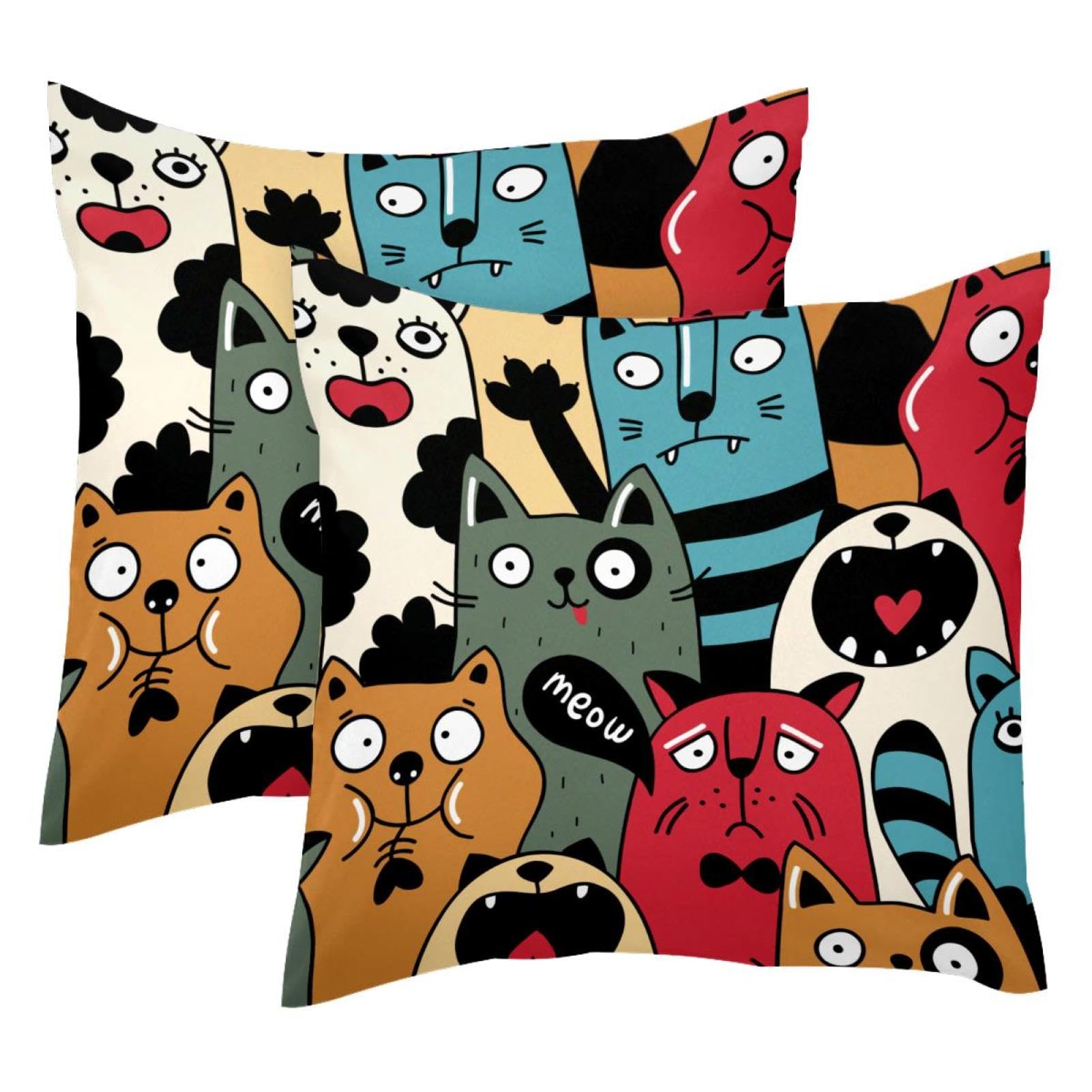 Housse coussin velours motif chats 50x50 pour revitaliser un salon terne