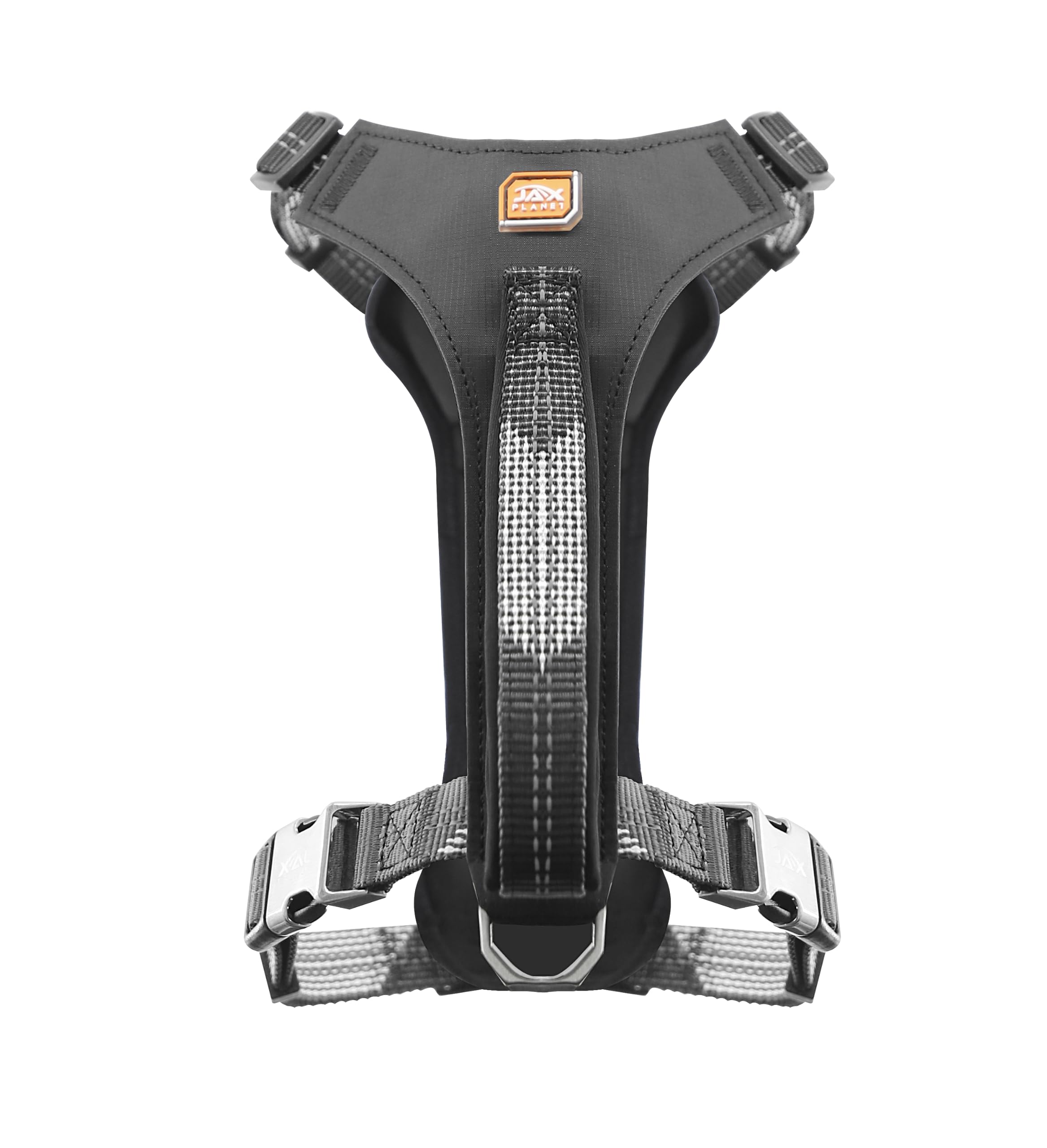 Arnés antitirones para perro con asa, a prueba de escapes, arnés de neopreno resistente con correa en H acolchada con ribete reflectante, hebillas de metal seguras (negro, M: cuello: 16.9-23.6