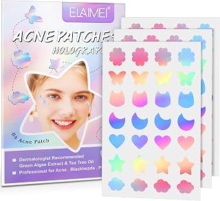 Acne Patches Holographic Acne Stickers: Pimple Patches Face & Skin Spot Patch for Acne, Blackheads, Pimples