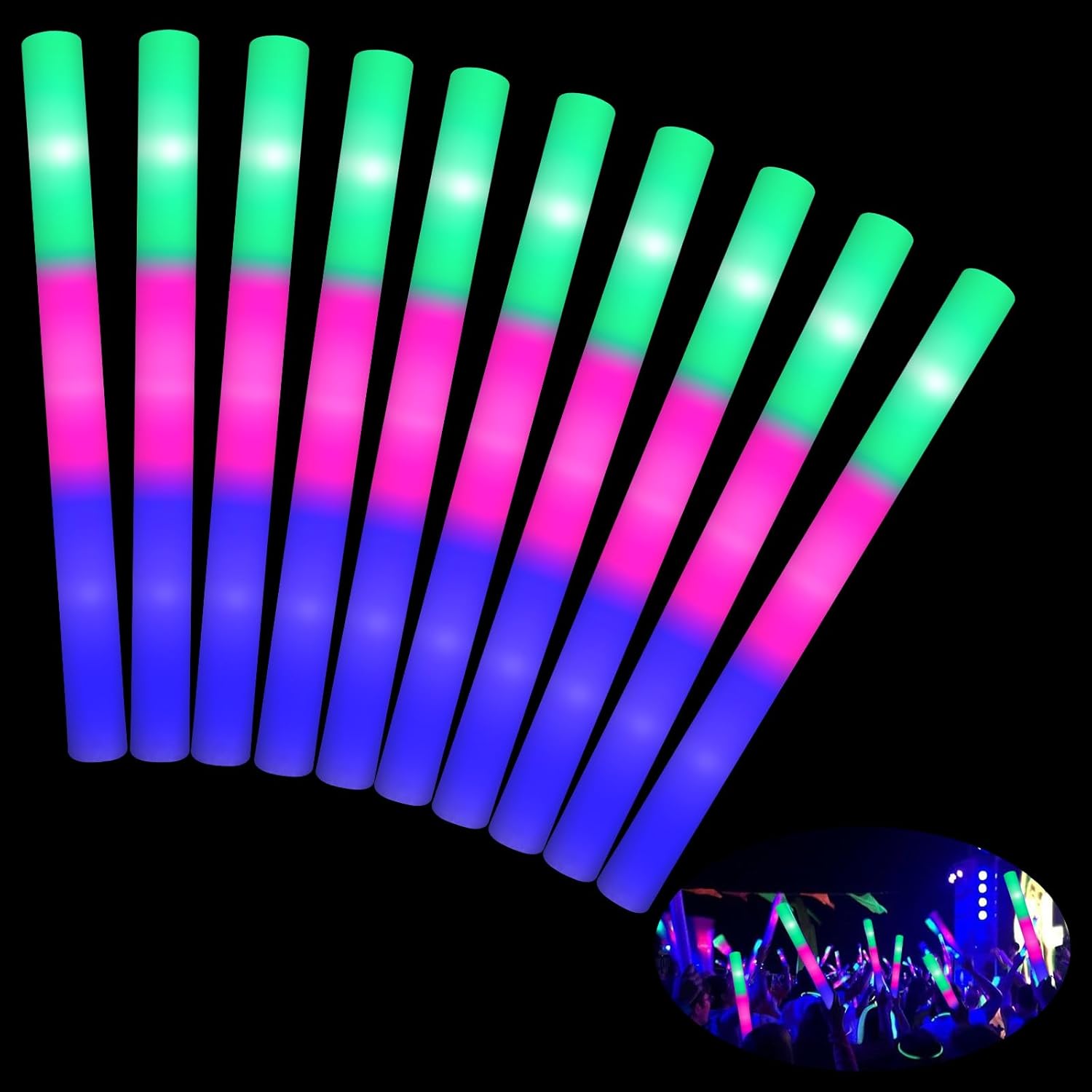 PZJFH 20pcs LED Foam Glow Sticks Light Sticks Glow Party Supplies 3