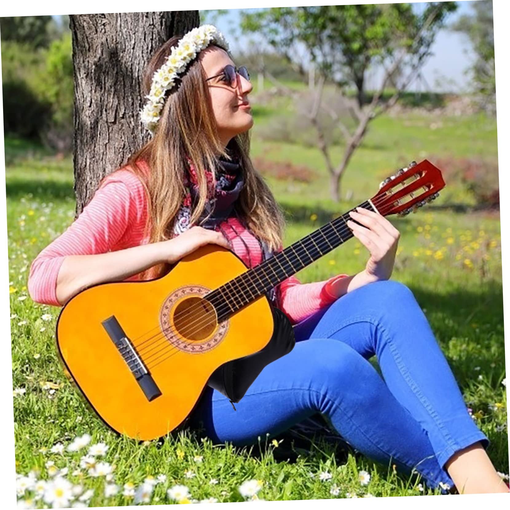 Supporto per Chitarra Classica Elastico e Imbottitura Nera | Pelle Sintetica e Schiuma, per Performance e Studio, Accessori Flamenco per Musicisti Principianti e Professionisti