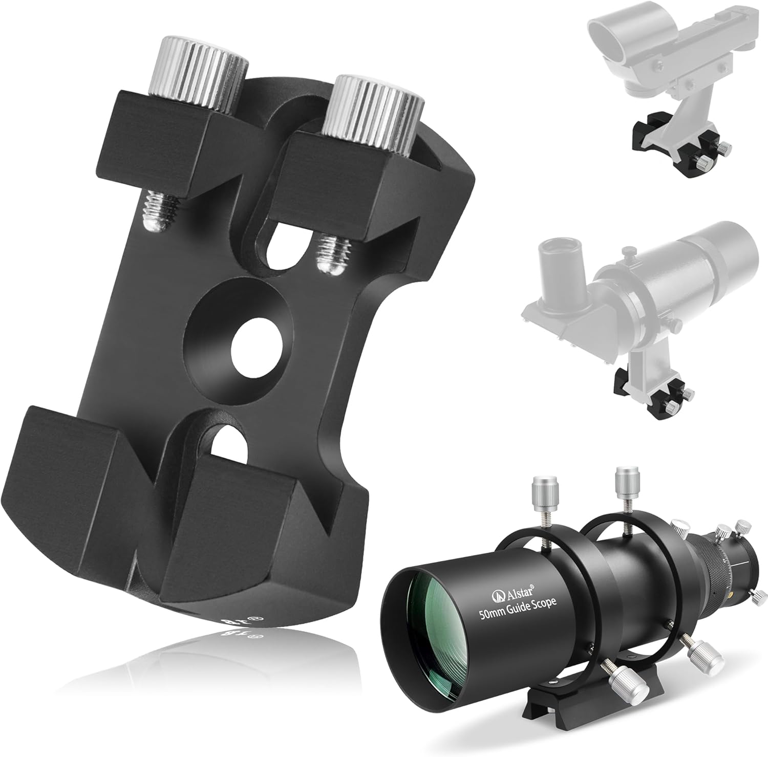 Alstar 50mm Compact Deluxe Finder & Guidescope Kit - Bundle with - Universal Quick Release Finder Shoe Base
