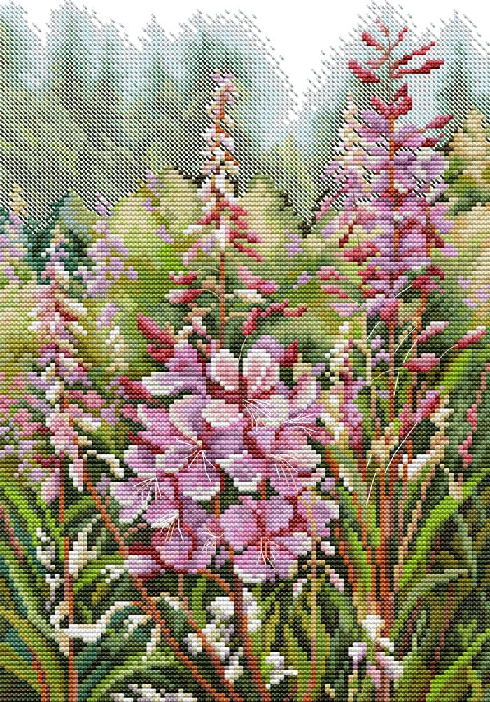Awesocrafts Cross Stitch Stamped Kits Wild Flowers Easy Patterns Cross Stitching Embroidery Needlework Kit Supplies