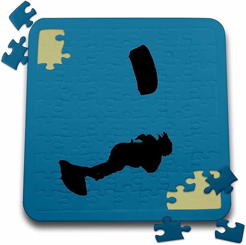 3dRose Lets Fly A Kite Black Silhouette Kitesurf Art - Puzzles (pzl_353299_2)