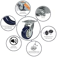 Vista 49 de Caster Wheels 8 inch Heavy Duty Casters, Industrial Casters with Polyurethane Wheel and Precision Ball Bearing-1200 Lbs Per Casters-Widely Used in