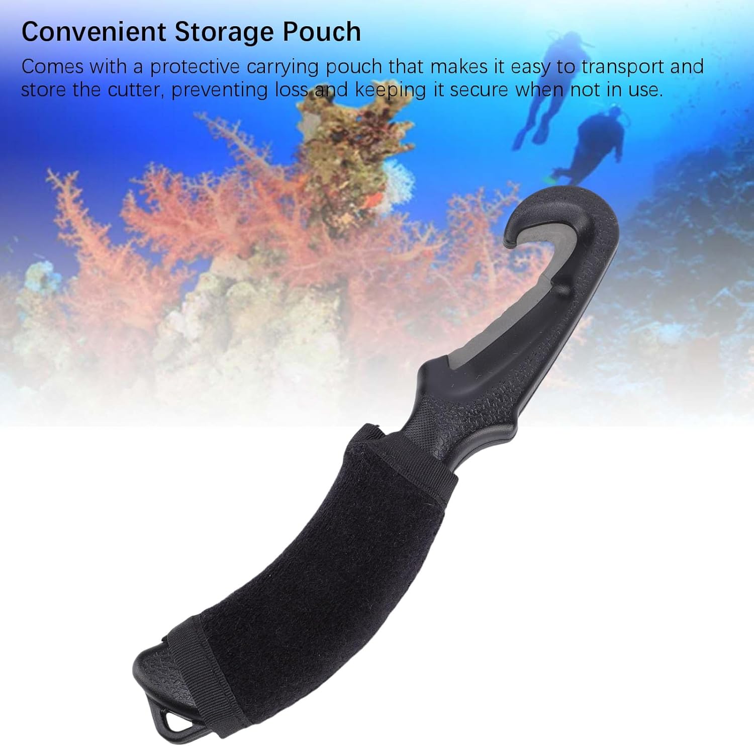 Line Cutter, Diving Wire Cutter Dive Cutting Tool, Scubaing Diving Knife Ti Alloy Long Handle Safety Rescue Scubaing Accessory with Storage Pouch for Underwater