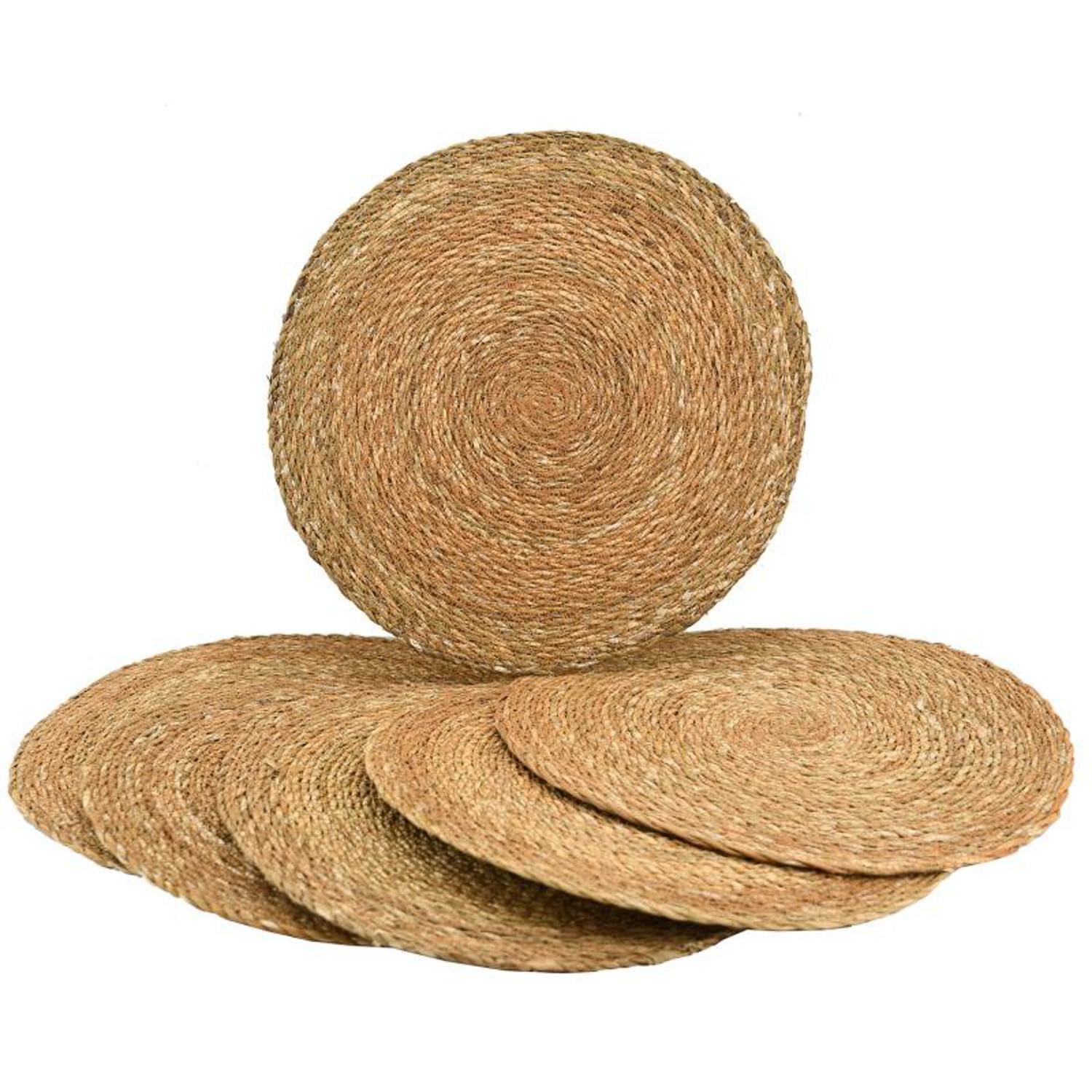 Sets de table ronds jonc naturel Ø 38 cm décoration table artisanale