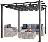 VEVOR 10x10 Retractable Pergola with UV50+ Canopy - Durable Aluminum Outdoor Shade for Patio, Garden, Deck, Backyard (Gray)