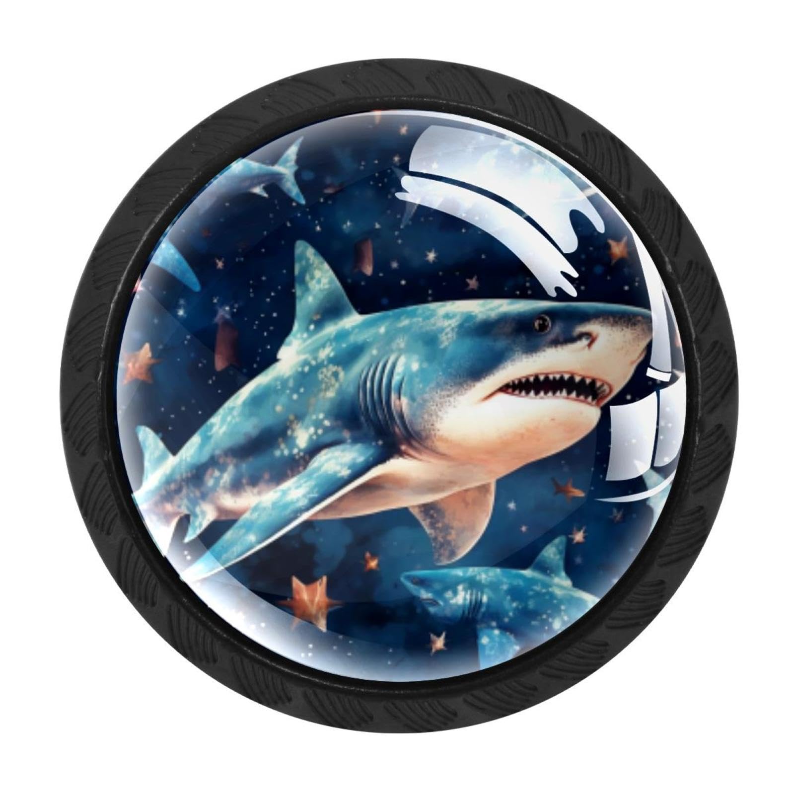 CHENZZZZ 4 Pack Starry Sky Shark Kitchen Cabinet Knobs Drawer Knobs Door Dresser Handles for Personalized Gifts Great for Any Occasion