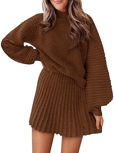 Womens 2 Piece Skirt Sets Fall Fashion 2025 Mock Neck