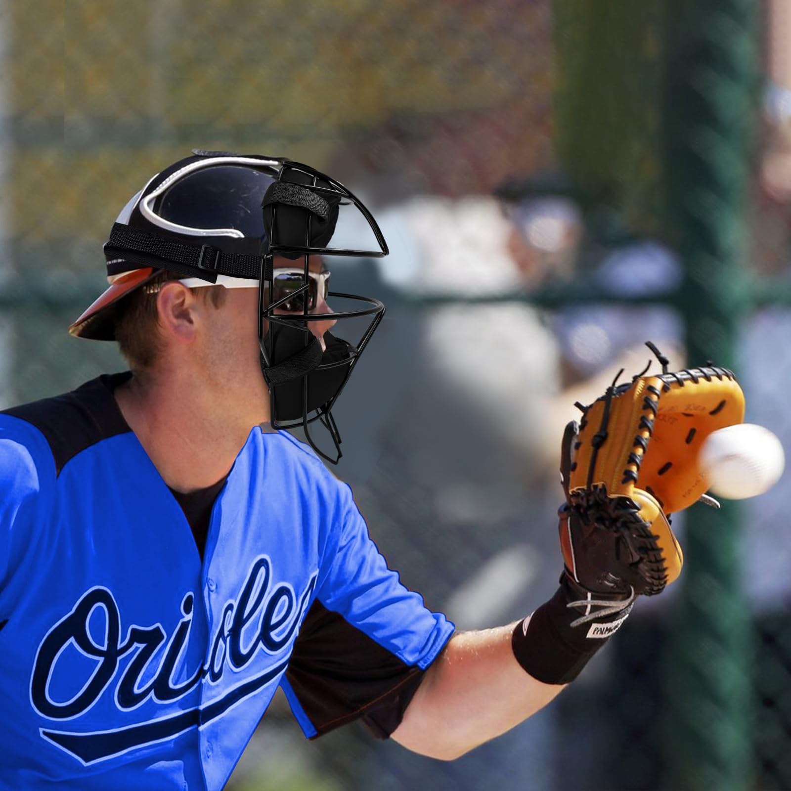 LeapBeast Máscara de Béisbol de Cara Completa, Casco Profesional de Béisbol, Ajuste Seguro Que Proporciona Protección y Comodidad, No Obstruye la Vista, Fácil de Instalar, Negro