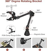 Vista 5 de Helping Hands - Estación de soldadura, 12 x 7.8 pulgadas, base extra grande y resistente, 5 soportes de soldadura para lupa LED, soporte para placas