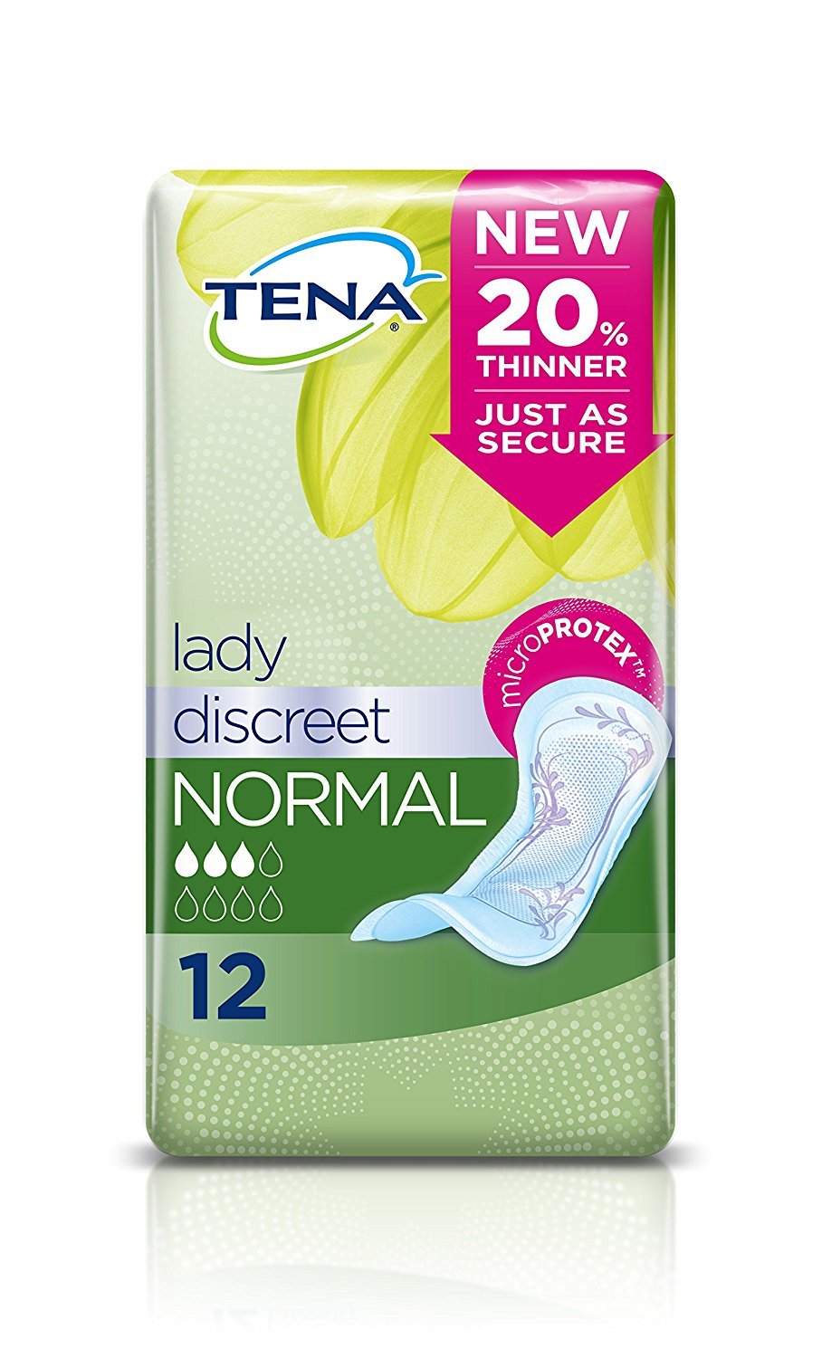 TENA Lady Discreet Incontinence Pads - Normal, 2 Packs of 12 Pieces (24 Pieces Total)