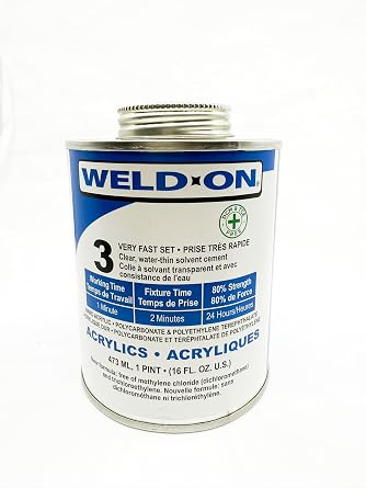 Weld-On #3 Acrylic Cement, Low-VOC Non-Chlorinated Formula, Pint
