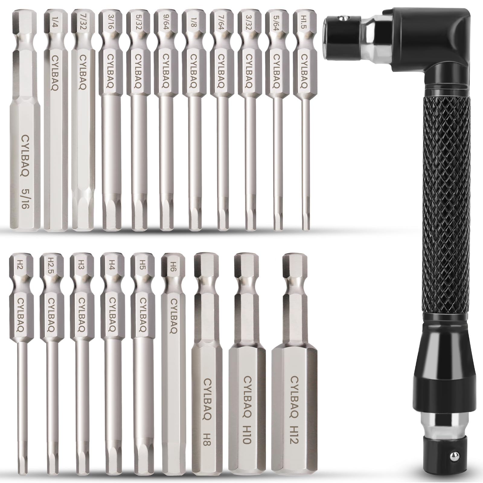 CYLBAQ 20PCS Allen Key Bit Set, Hex Head Screwdriver Bits Magnetic Allen Wrench Drill Bit with Double-Headed L-Shaped Angle Screwdriver Bit Holder for Assembling Furniture