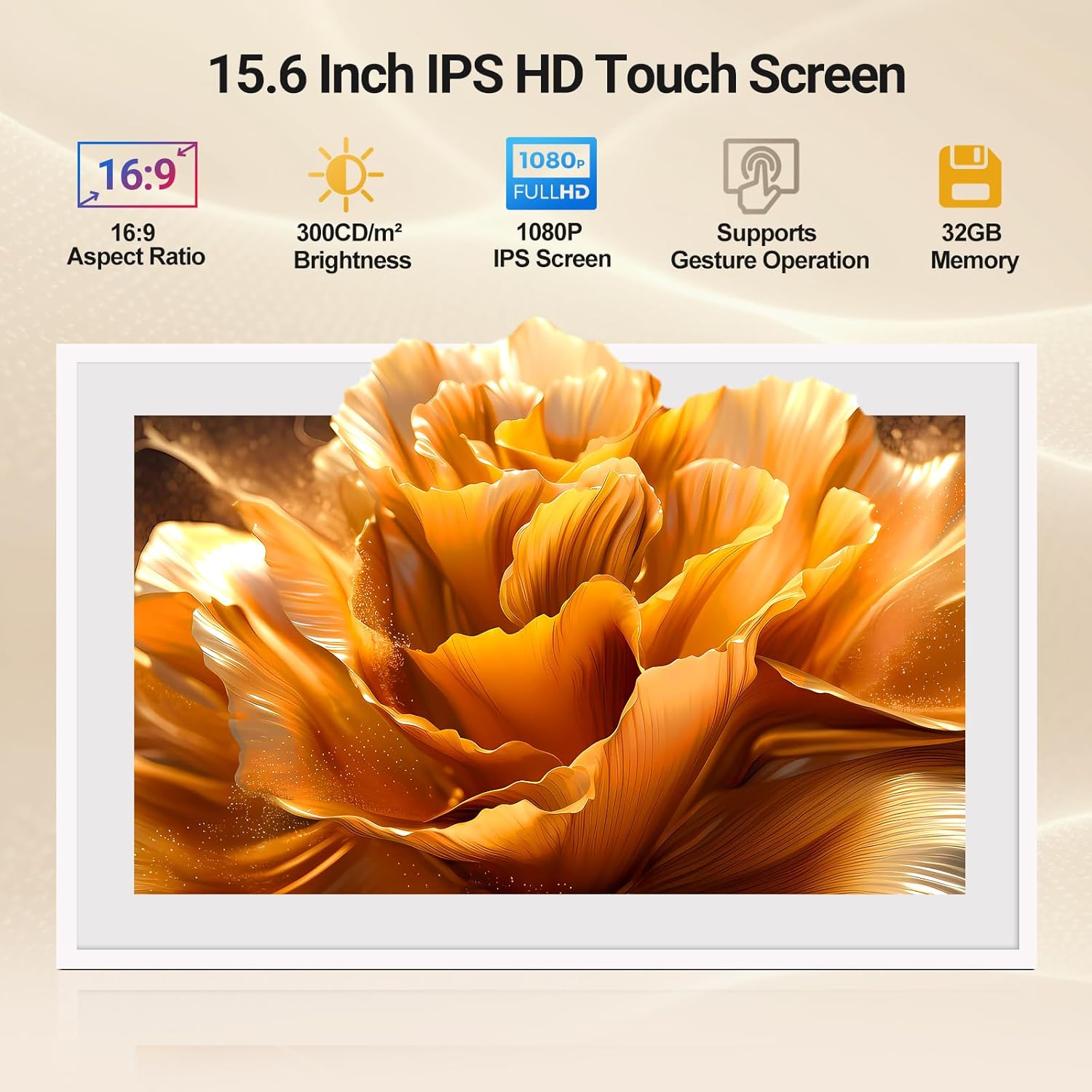 15.6'' Digital Wall Calendar - 32GB Memory Touch Screen Chore Chart Smart Calendar,Auto-Sync,APP Control,Interactive Family Schedules,Includes Desk Mount
