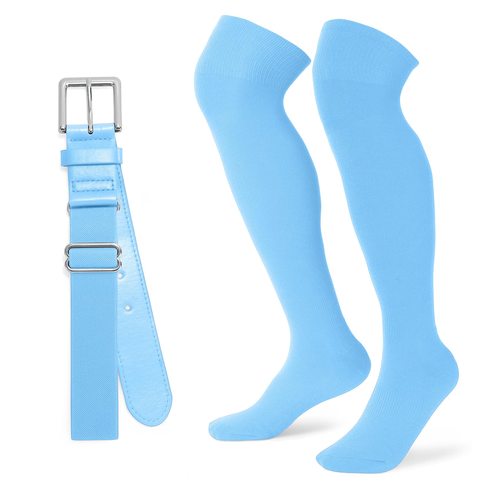 XZQTIVE Over the Knee Baseball Socks and Belt Combo Set for Kids Youth Adult Pink Softball Soccer Socks for Boy Girl