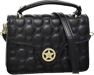 شنطة يد جلد بتصميم عصري مع حزام كتف قابل للتعديل للنساء من اكسيسوريز شوب - أسود