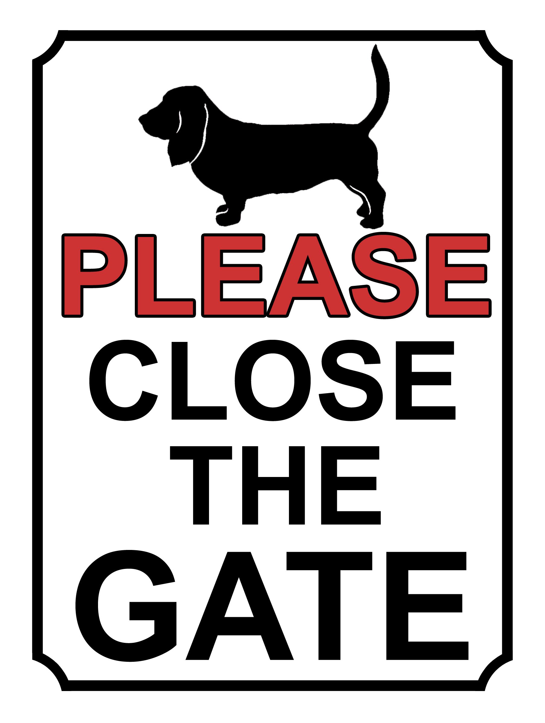 SHAWPRINT PLEASE CLOSE THE GATE DOG THEME METAL SIGN 200MM X 150MM (369H1), 200 x 150 mm