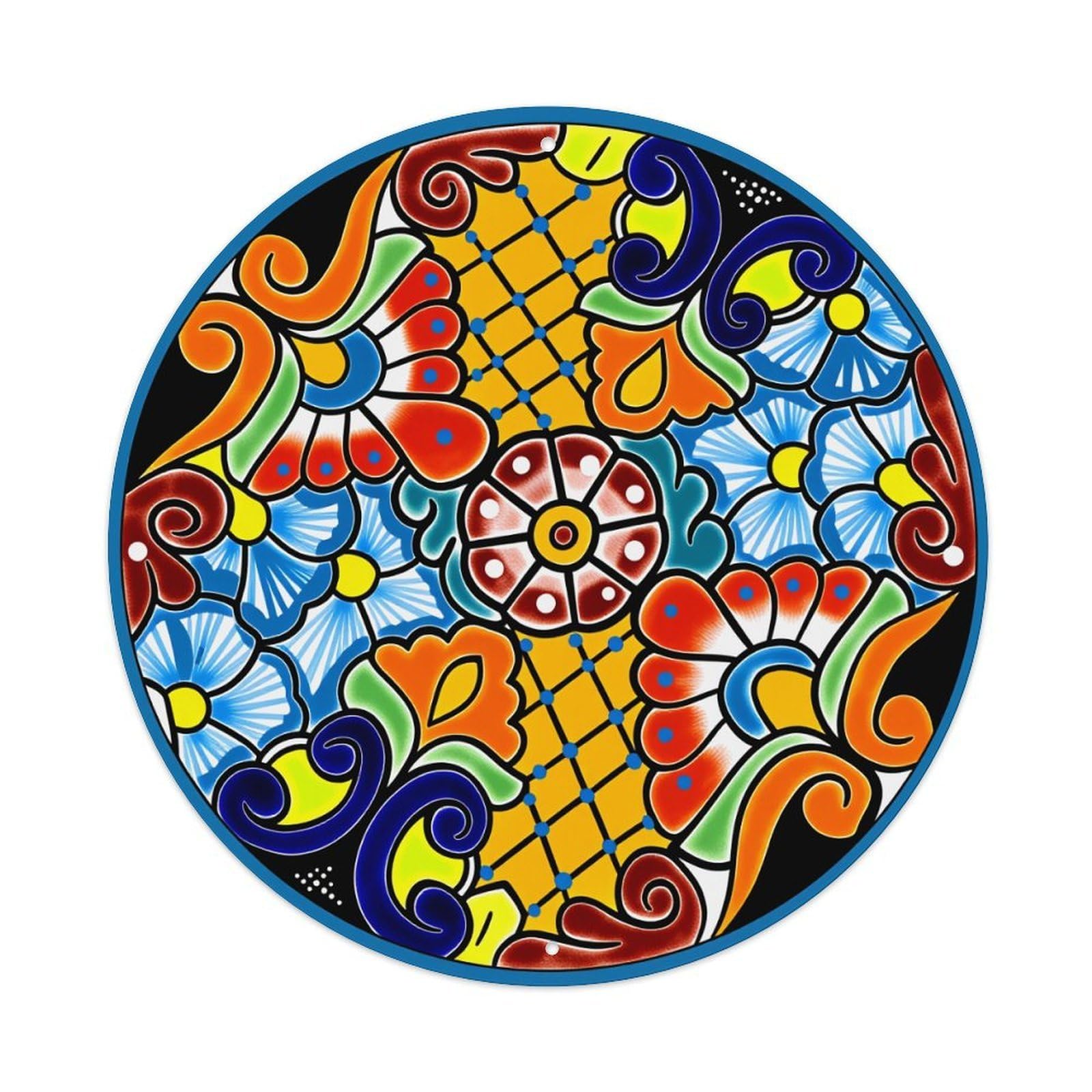 Colorful Floral Geometric Swirl Pattern Metal Tin Sign Vintage Garden Bedroom Cafe Bar Man Cave Home Wall Decor Metal Poster 8x8 inches
