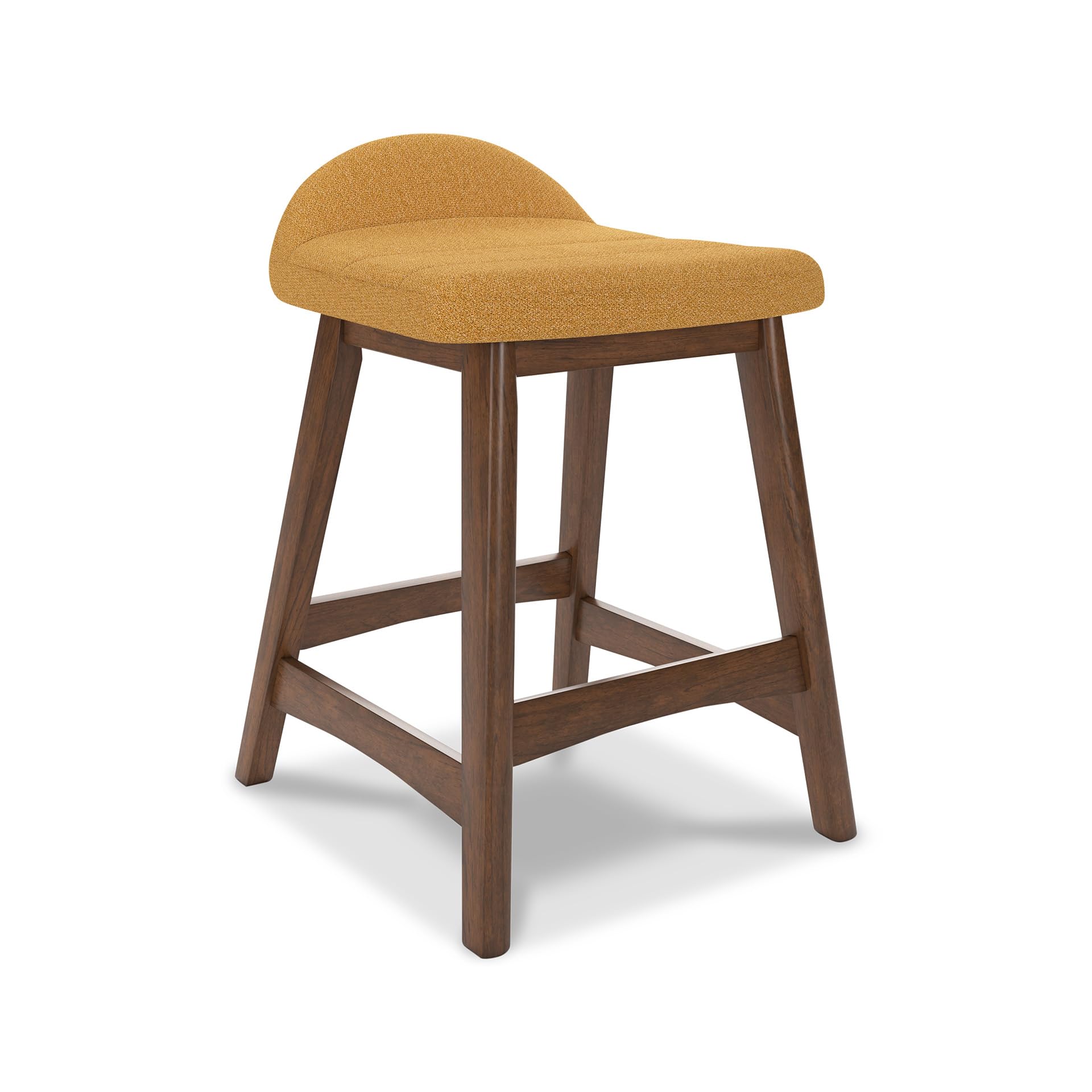 Signature Design by Ashley Lyncott Contemporary 24.25" Seat Height Counter Height Upholstered Bar Stool with Foam Cushion, 2 Count, Mustard Fabric,
