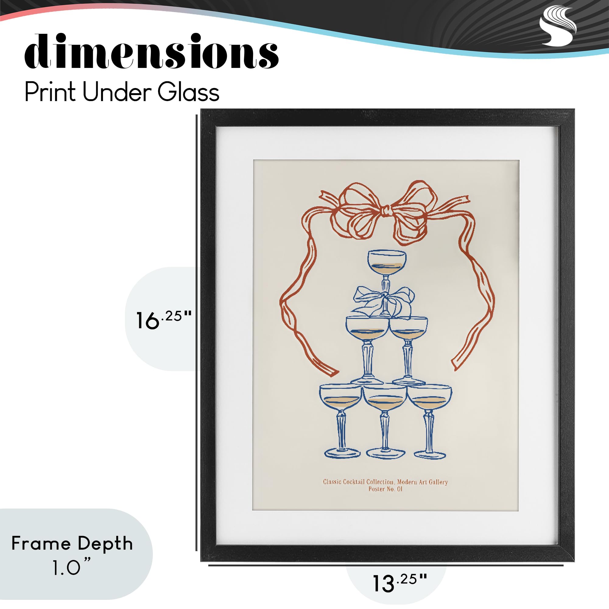 Classic Cocktail Tower Glam, gerahmter Druck unter Glas, 33 x 40 cm