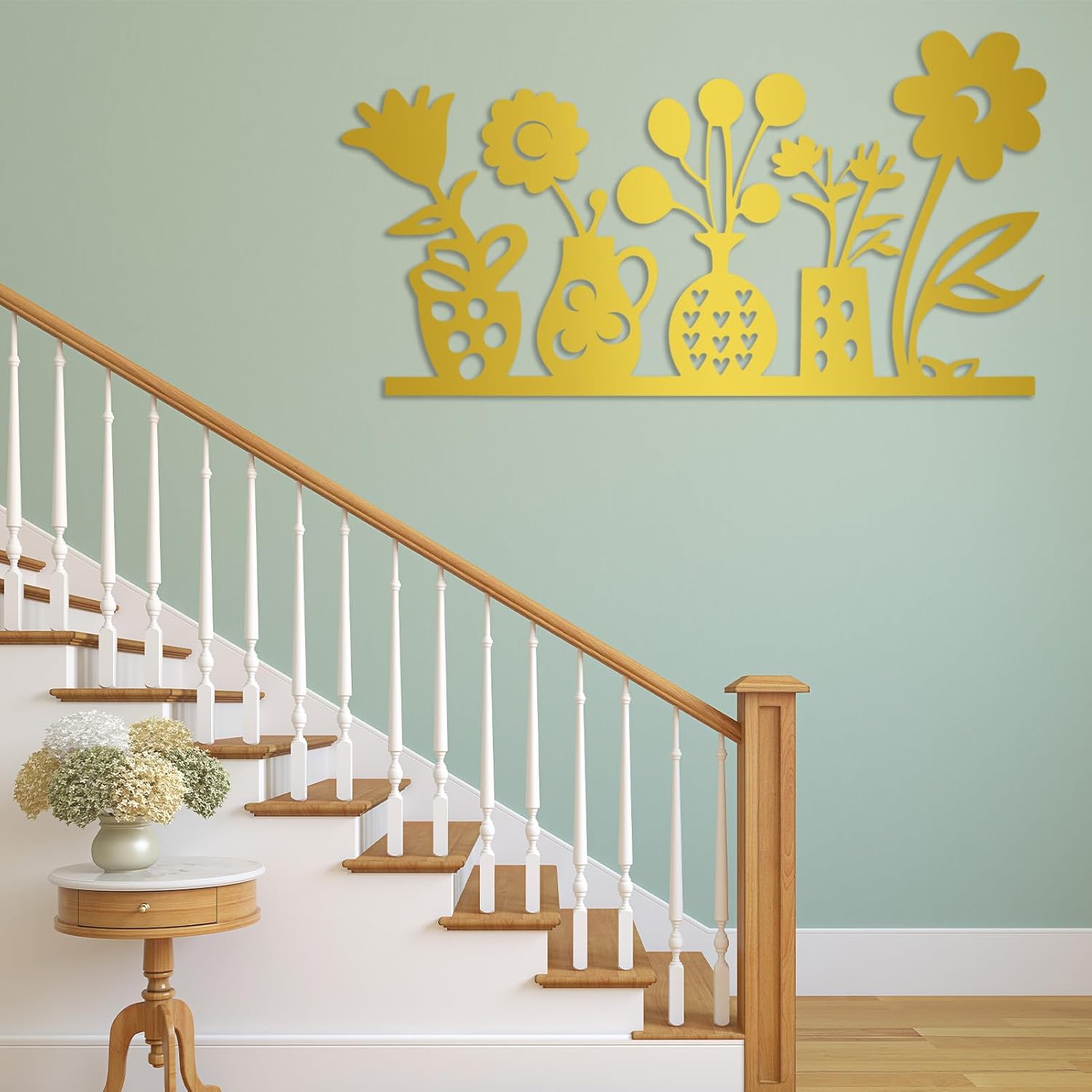 Trpiox Flower in A Vase Metal Wall Art, Flower in A Vase Metal Wall Decor, Flowers Wall Decor for Living Room, Bedroom, Office（Black,30Wx16 H/76x39cm）