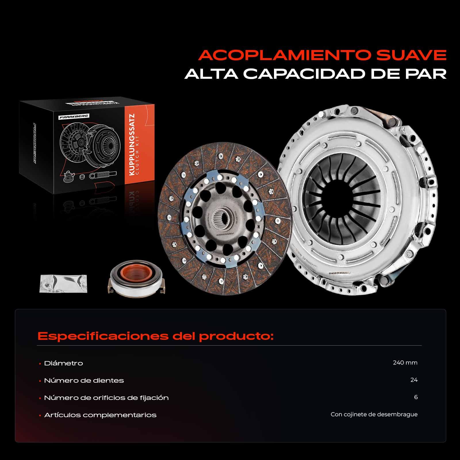 Frankberg Kit de embrague 3000954285 | Compatible con: Accord VII Tourer CM CN, Civic VIII Hatchback FK FN, Accord VII CL CN, CR-V III RE, FR-V BE, CR-V II RD